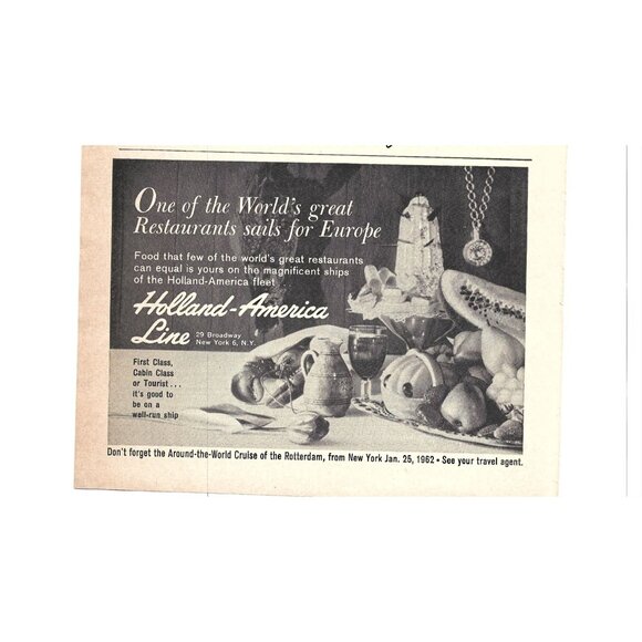 Holland American Cruise Europe Great Restaurants Advertisement 1960s Print Ad - Picture 2 of 2